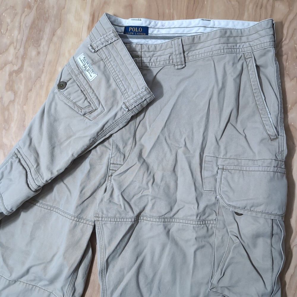 Ralph Lauren Polo Shorts Mens 44x10 Beige Tan Cargo Cotton Casual Twill